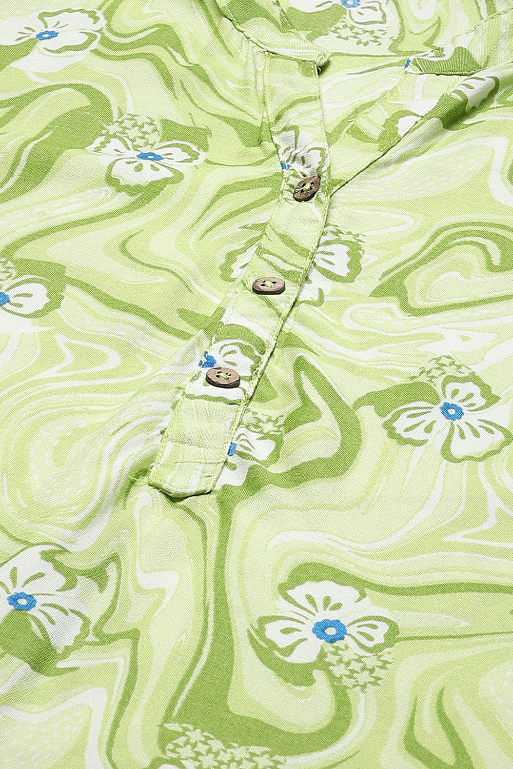 Lime Green LIVA Straight Kurta image number 2